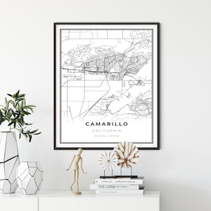Camarillo Map Print, California CA USA Map Art Poster, Ventura City Street Road Map Wall Decor, stadskaart kunst aan de muur, cadeau voor vriendin, NM160