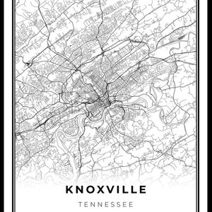 Knoxville Map Print, Tennessee TN USA Map Art Poster, Knox County, City ...