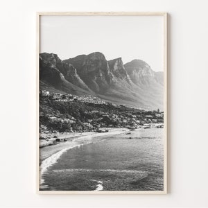 Cape Town Wall Art Print, Black and White Mountain Photo, South Africa Poster, Cape Town Home Decor, C19-102