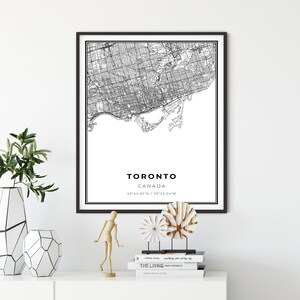 Toronto kaart afdrukken, Ontario ON Canada kaart kunst poster, stad straat wegenkaart kunst aan de muur, kunst aan de muur kantoor, NM580