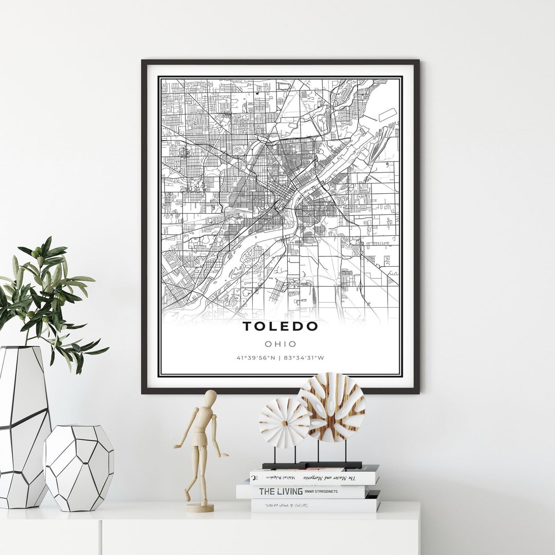 Toledo Map Print, Ohio OH USA Map Art Poster, City Street Road Map Wall
