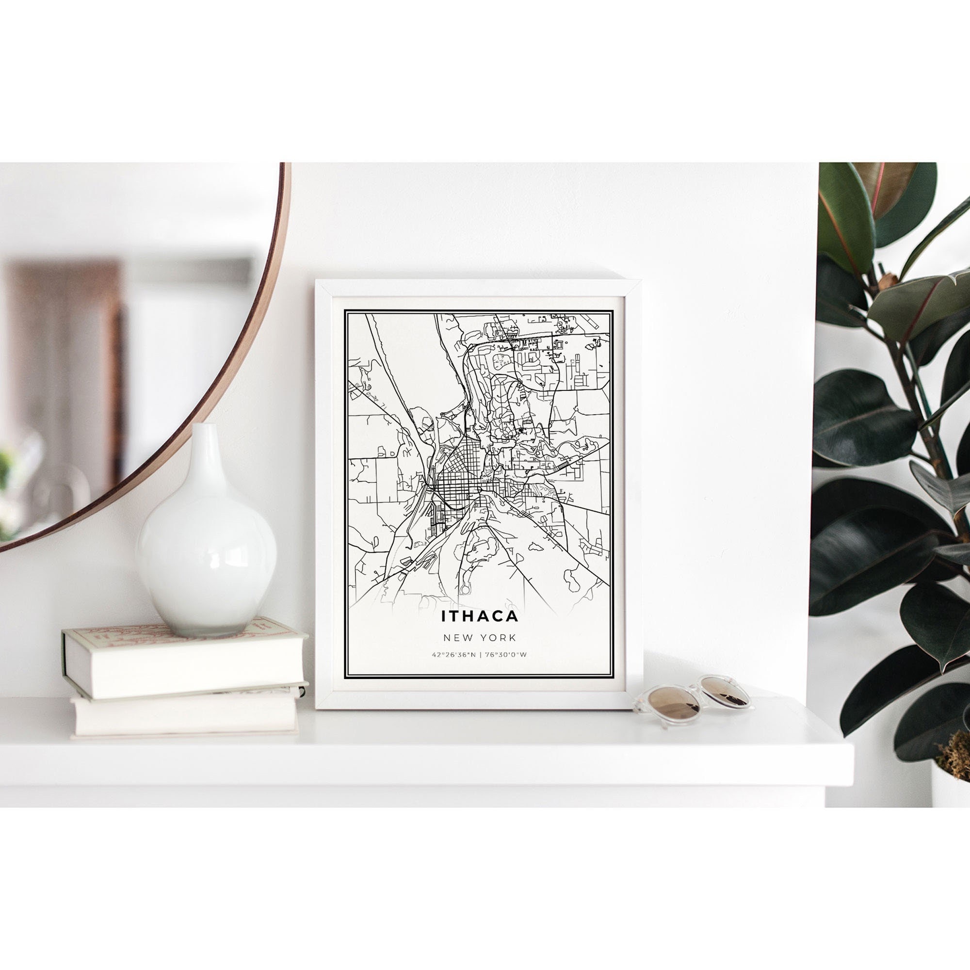 Ithaca Map Print New York NY USA Map Art Poster Cornell Univ - Etsy