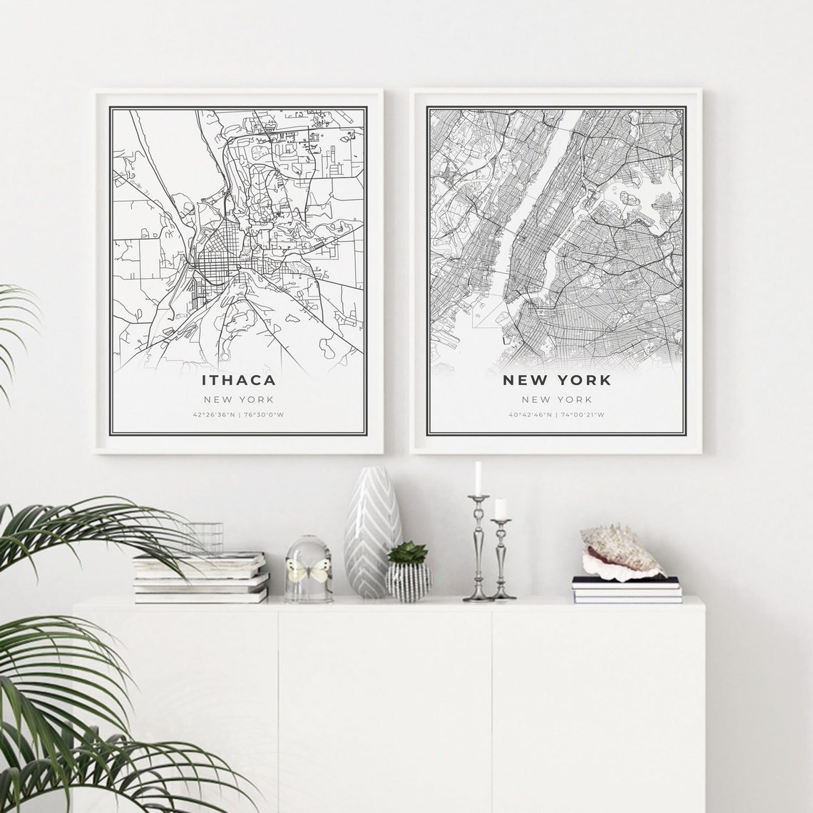 Ithaca Map Print New York NY USA Map Art Poster Cornell Univ - Etsy