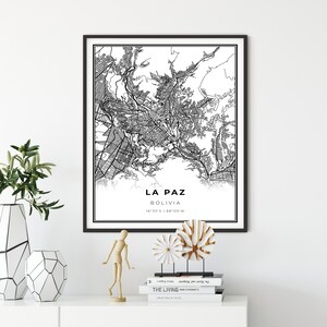 La Paz Map Print, Bolivia Map Art Poster, City map wall art, dining room art, gift college boy, NM825