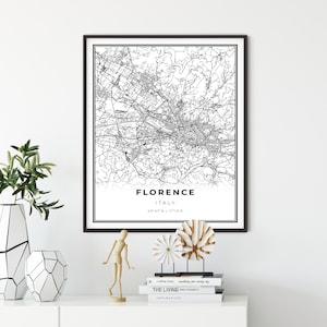 Florence Italy Map Art Print: City Gallery Wall Decor