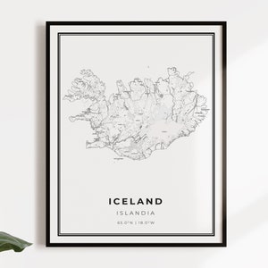 Kaartposter van IJsland, landwegenkaart kunst aan de muur, landkaart, landcadeaus, C14-54