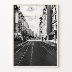 Geneva Switzerland Print: Black and White Cityscape Photo