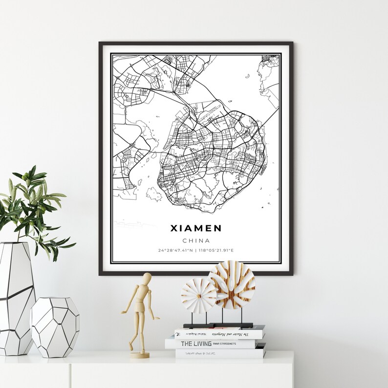 Xiamen Map Print China Map Art Poster City Map Wall Art Etsy