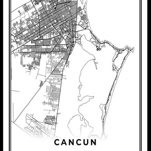 Cancun Map Print, Mexico Map Art Poster, City Street Road Map Wall Art ...