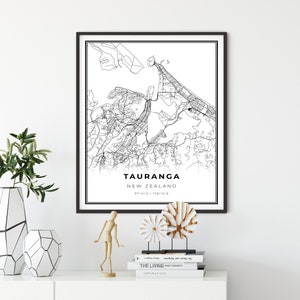 Tauranga Map Print, New Zealand Map Art Poster, Bay of Plenty, City map wall art, scandinavian art, gift artist, NM857