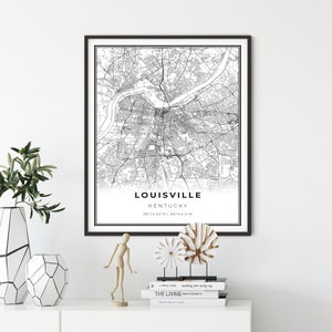 Louisville Map Print, Kentucky KY USA Map Art Poster, Jefferson, City Street Road Map Wall Decor,birthday gifts, gift under 50, NM255