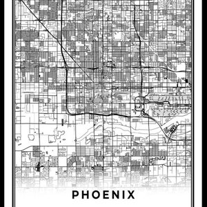 Phoenix Map Print, Arizona AZ USA Map Art Poster, City Street Road Map Wall Decor,city Map Print ...
