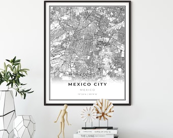 Mexico City Area Map Print, Mexico Map Art Poster, Ciudad, City map wall art, travel art, gift ideas home, NM655