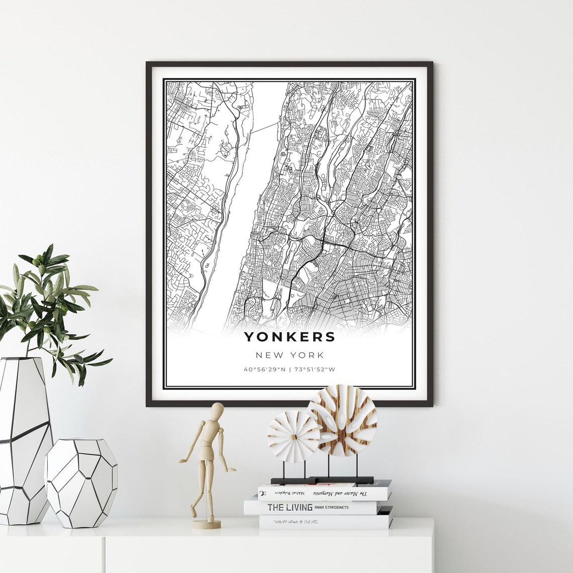 Yonkers Map Print New York NY USA Map Art Poster City Street Etsy