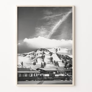 Mammoth Mountain Print, Black and White Wall Art, Mammoth Mountain Poster, California Art, USA Decor, C19-199