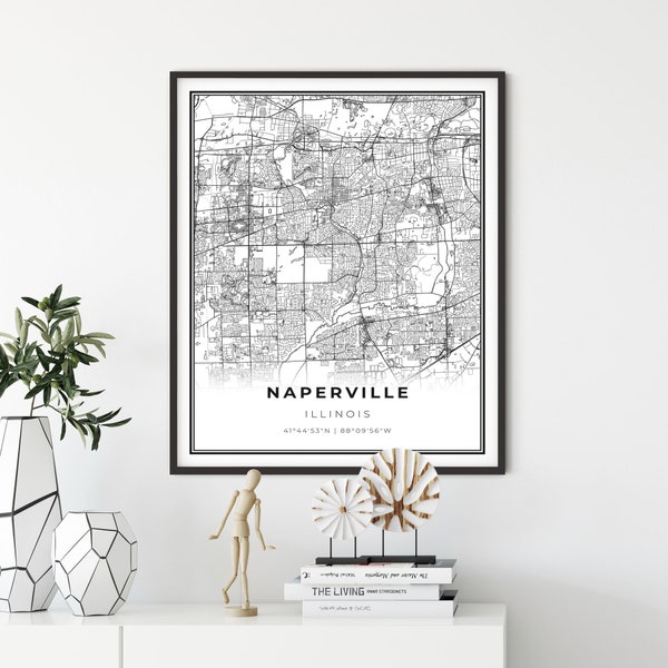 Naperville Map Print, Illinois IL USA Map Art Poster, City Street Road Map Wall Decor,scandinavian decor, gift dear friend, NM20