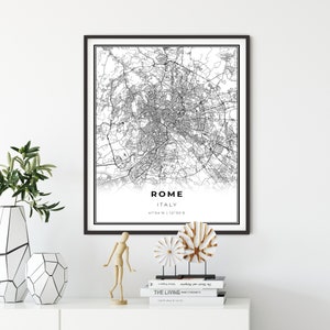 Rome kaart afdrukken, Italië kaart kunst poster, Roma Italia Lazio, stad straat wegenkaart kunst aan de muur, Noordse poster, NM854