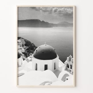 Zwart-witfotofoto Santorini: Griekenland reismuurkunst
