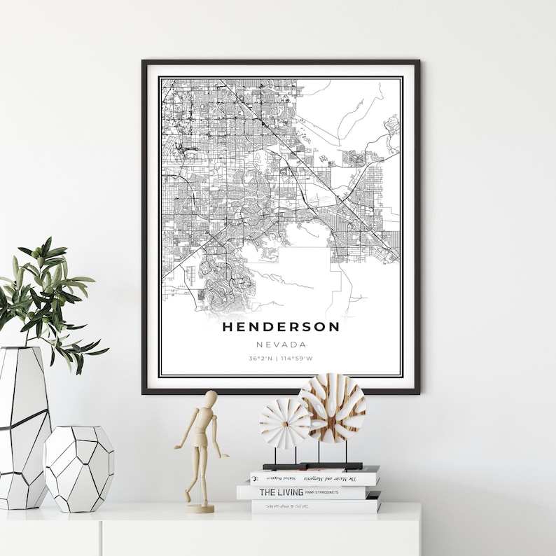 Henderson Map Print City Street Road Map Wall Decor,city map decor NM55 gift for a new house Nevada NV USA Map Art Poster