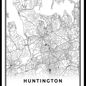 Huntington Map Print New York NY USA Map Art Poster City - Etsy