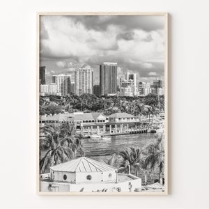 Fort Lauderdale Skyline Print: Black and White Cityscape Wall Art