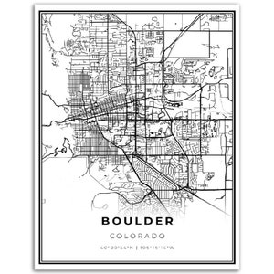 Boulder Map Print, Colorado CO Map Art Poster, USA Map Art, City Street ...