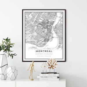 Montreal City Map Art Print: Quebec, Canada Wall Decor