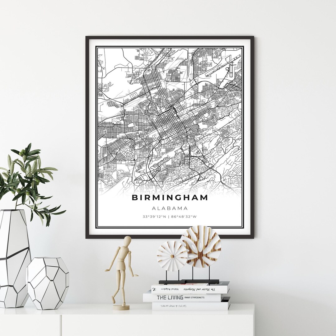 Birmingham Map Print, Alabama AL USA Map Art Poster, United States City ...