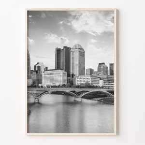 Columbus Ohio Bridge Print, Black and White Wall Art, Columbus Poster, Columbus Photo Decor, USA United States America, C19-21