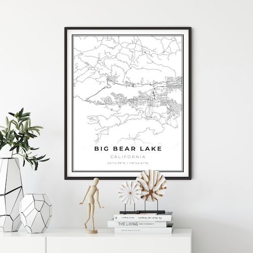 Big Bear Lake Map Print California CA USA Map Art Poster Etsy