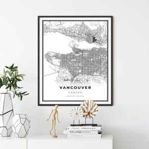 Vancouver City Map Art Print: British Columbia, Canada