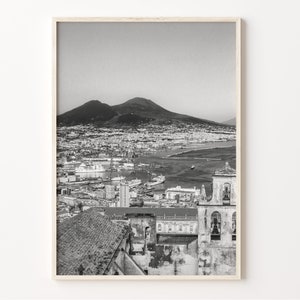 Naples Italy Print: Black and White Ocean View Wall Art