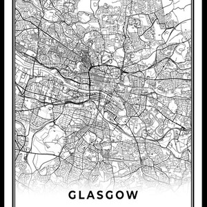 Glasgow Map Print, Scozia Regno Unito Regno Unito Mappa Art Poster, City street road map wall art, poster della città natale, NM770 immagine 5