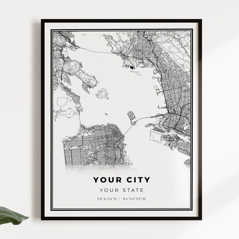 Any City Map, Custom Map Print, Personalized Map, Custom City Map, Custo m Map, Custom Map Poster, Custom Street Map, Custom Map Gift COR image 1