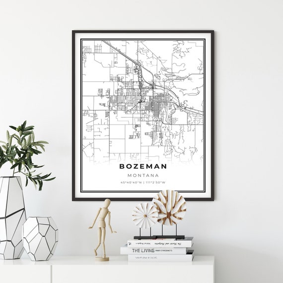 Bozeman Map Print Montana MT USA Map Art Poster Gallatin | Etsy