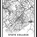 State College Map Print, Pennsylvania PA USA Map Art Poster, City ...