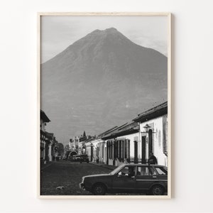 Arte mural de Guatemala, impresión de montaña en blanco y negro, póster de Guatemala, fotografía de América Central, decoración de pared de Guatemala, siglos XIX-97