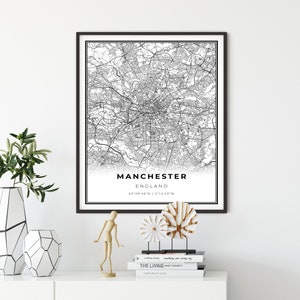 Manchester Map Art Print: UK City Street Map Poster