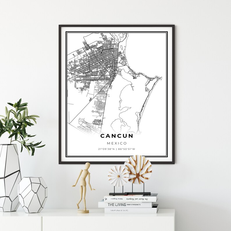 Cancun Map Print Mexico Map Art Poster City Street Road Map - Etsy