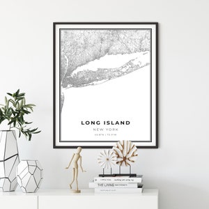 Long Island Map Print, New York Road Map Print, Queens NY USA Verenigde Staten Kaart Art PWall Decor, minimalistische kaart, cadeau oma, NM348