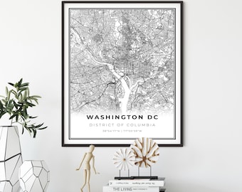 Washington DC Map Print, District of Columbia USA Map Art Poster, City Road Map Wall Decor,scandinavian poster, interior designer, NM332