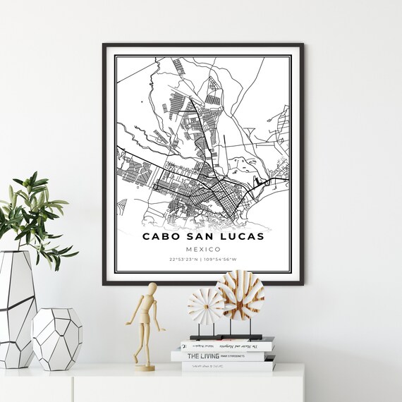 Cabo San Lucas Map Print, Mexico Map Art Poster, Cabo Los Cabos ...