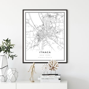 Ithaca New York Map Art Print: Cornell University City Map