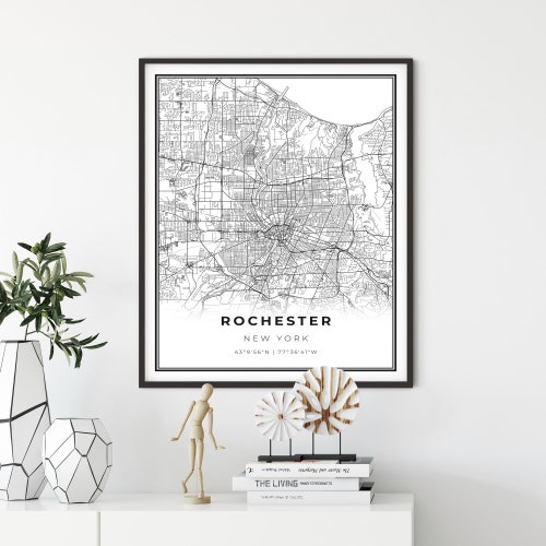 Rochester Map Print New York NY USA Map Art Poster Monroe Etsy