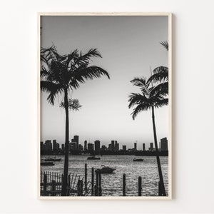Print skyline van Florida, zwart-witte muurkunst, poster Florida, foto VS, wanddecoratie Verenigde Staten, kunst aan de muur Florida, C19-184