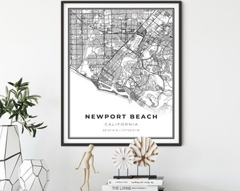 Newport Beach Map Print, California CA USA Map Art Poster, City Street Road Map Wall Decor,scandinavian prints, gift for son, NM343