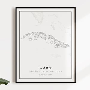 Cuba-kaartposterafdruk, landwegenkaart kunst aan de muur, landafdrukken, landkaart, C14-29