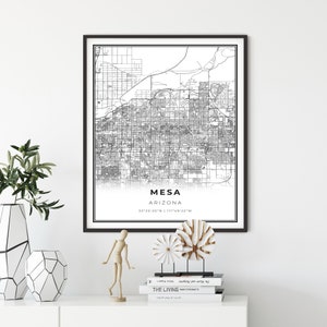 Mesa Map Print, Arizona AZ USA Map Art Poster, City Street Road Map Wall Decor, posters te koop, cadeau voor in wetten, NM330