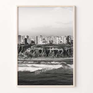 Lima Skyline Print, Black and White Wall Art, Lima Poster, City Art, Peru Wall Decor, Lima Photo, South America, C19-341
