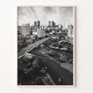 Fort Worth Black and White Bridge Print, Fort Worth Wall Art, Texas Poster, Fort Worth Photo, USA Decor, North America Art, C19-16